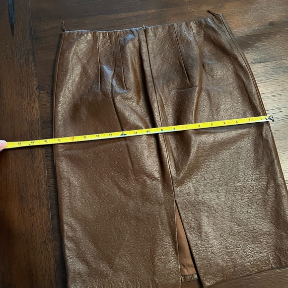 LAUNDRY NWT LAMBSKIN LEATHER SKIRT Sz 4 Shelli Segal Chocolate Brown Pencil Fall - Picture 10 of 10
